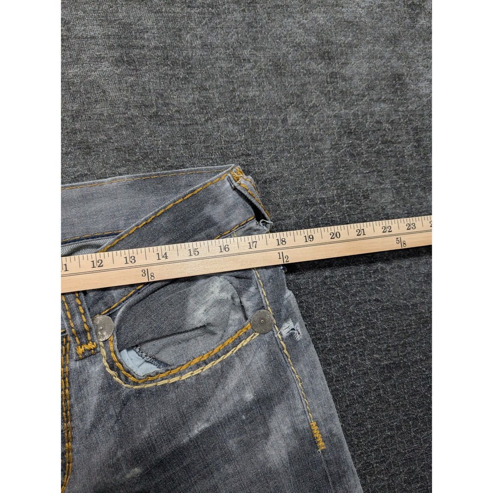 True Religion Geno Super T Grey Distressed Straight Leg Jeans Mens 32 USA Made - Picture 4 of 10